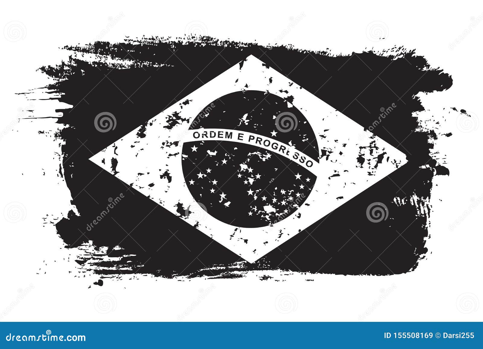 brazil grunge flag, black  on white background,  .