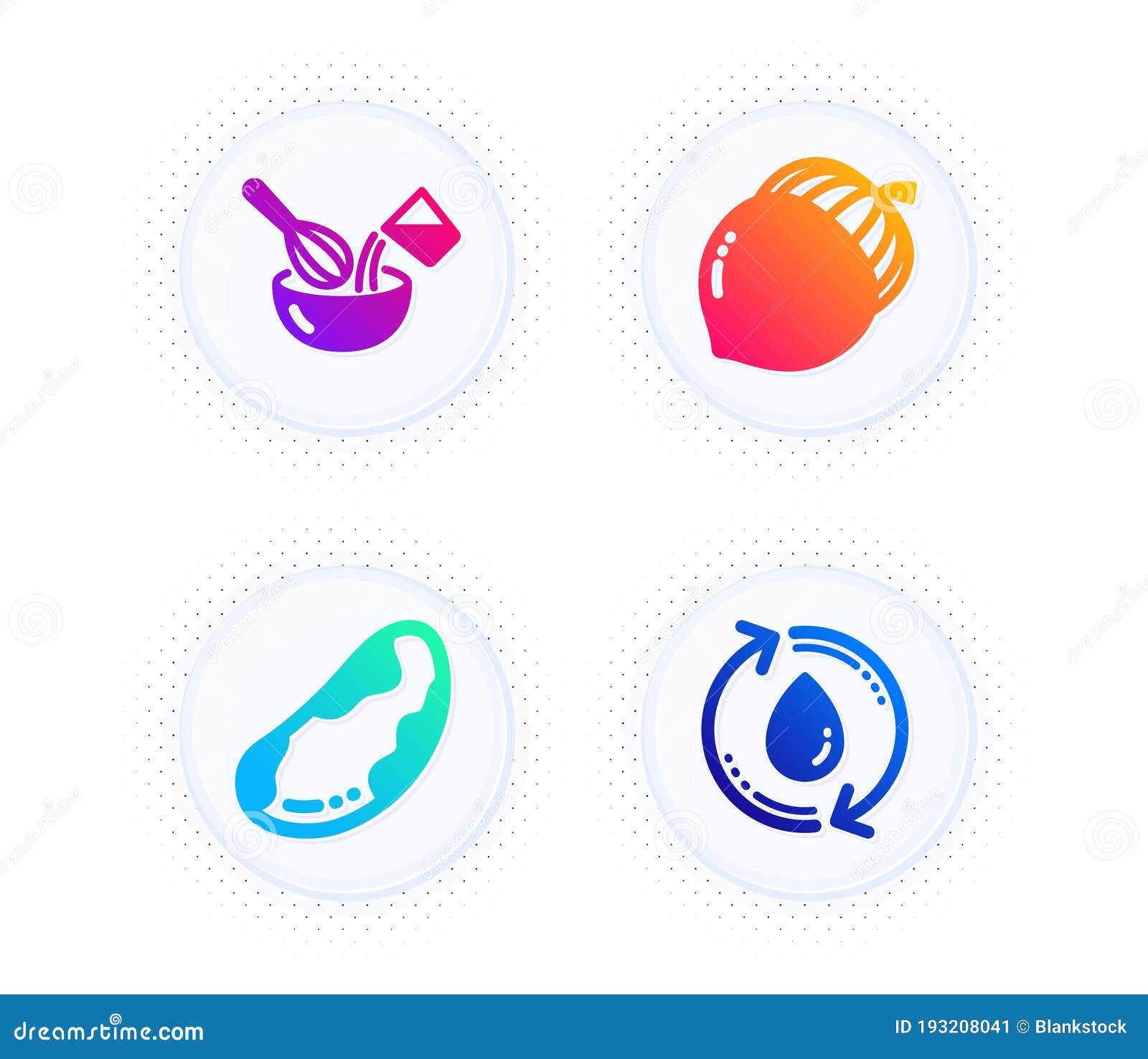 brazil nut, acorn and cooking whisk icons set. refill water sign. vegetarian, oaknut, cutlery. recycle aqua. 