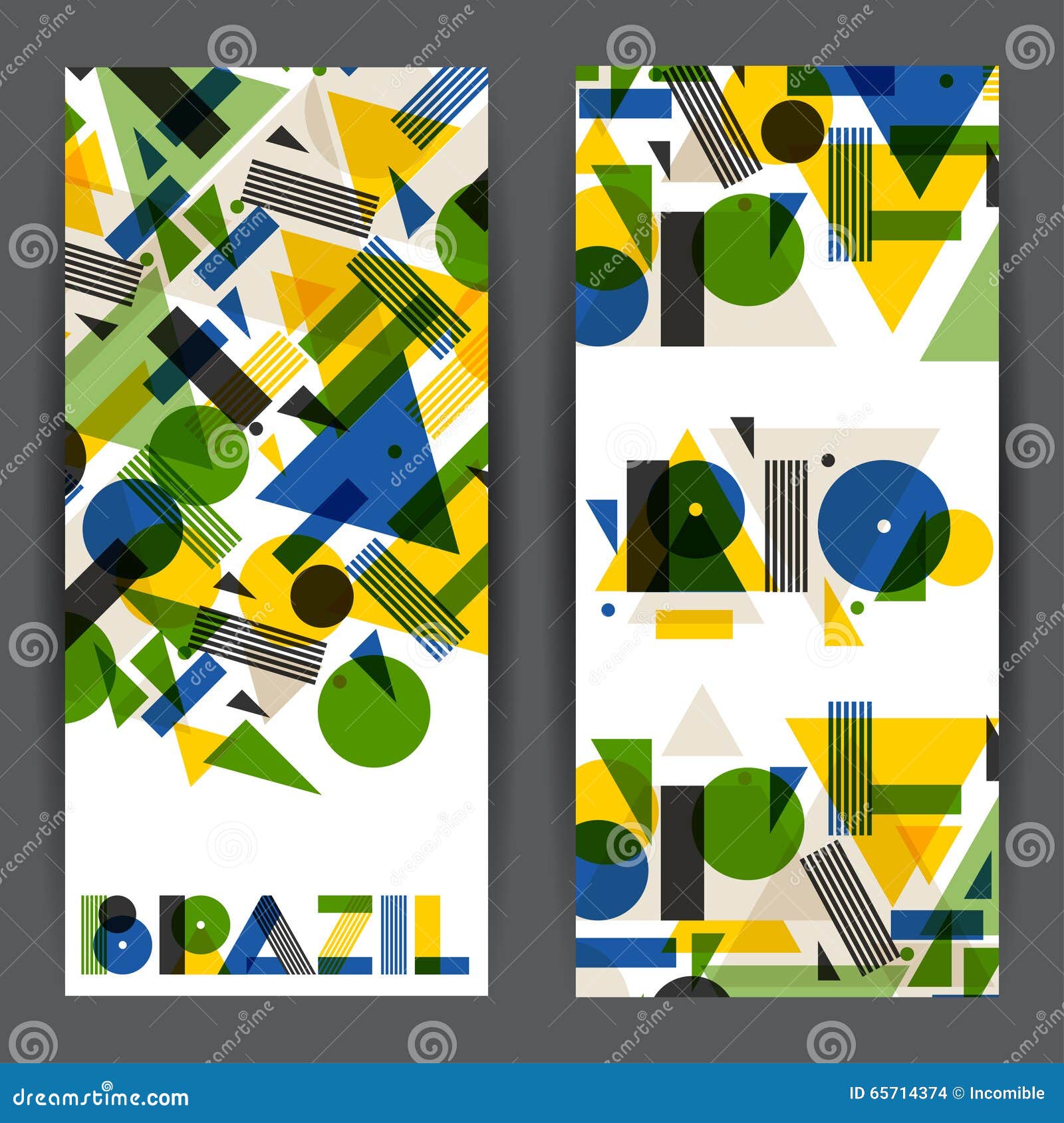 Brazil and Rio Banners in Abstract Geometric Style. Design for Covers Brazil and Rio Banners in Abstract Geometric Style. Design for Covers