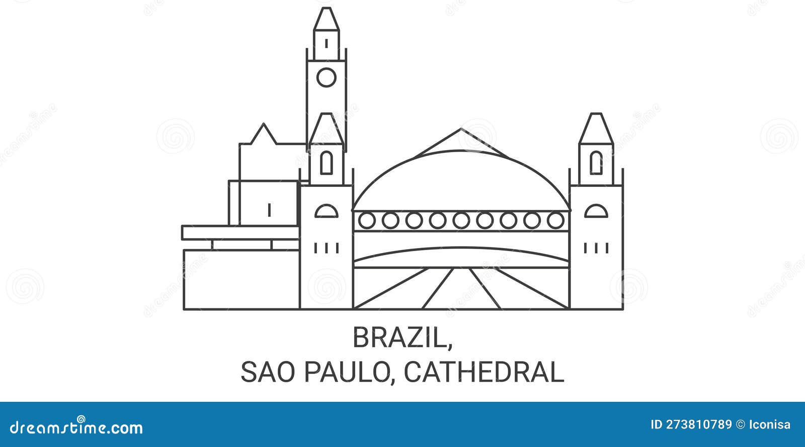 Brazil, Sao Paulo, Cathedral Travel Landmark Vector Illustration Stock ...