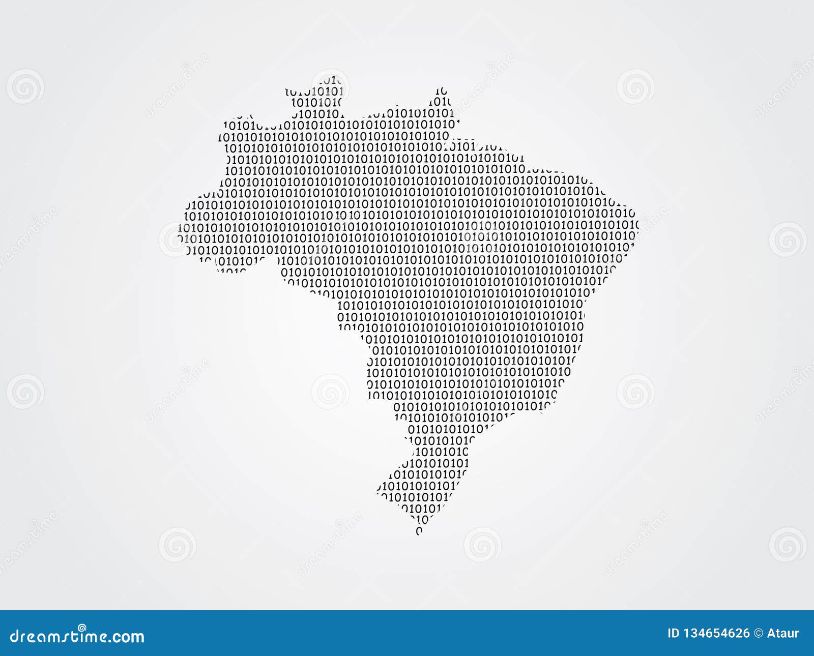 Brazil Vector Map Illustration Using Binary Codes on White Background