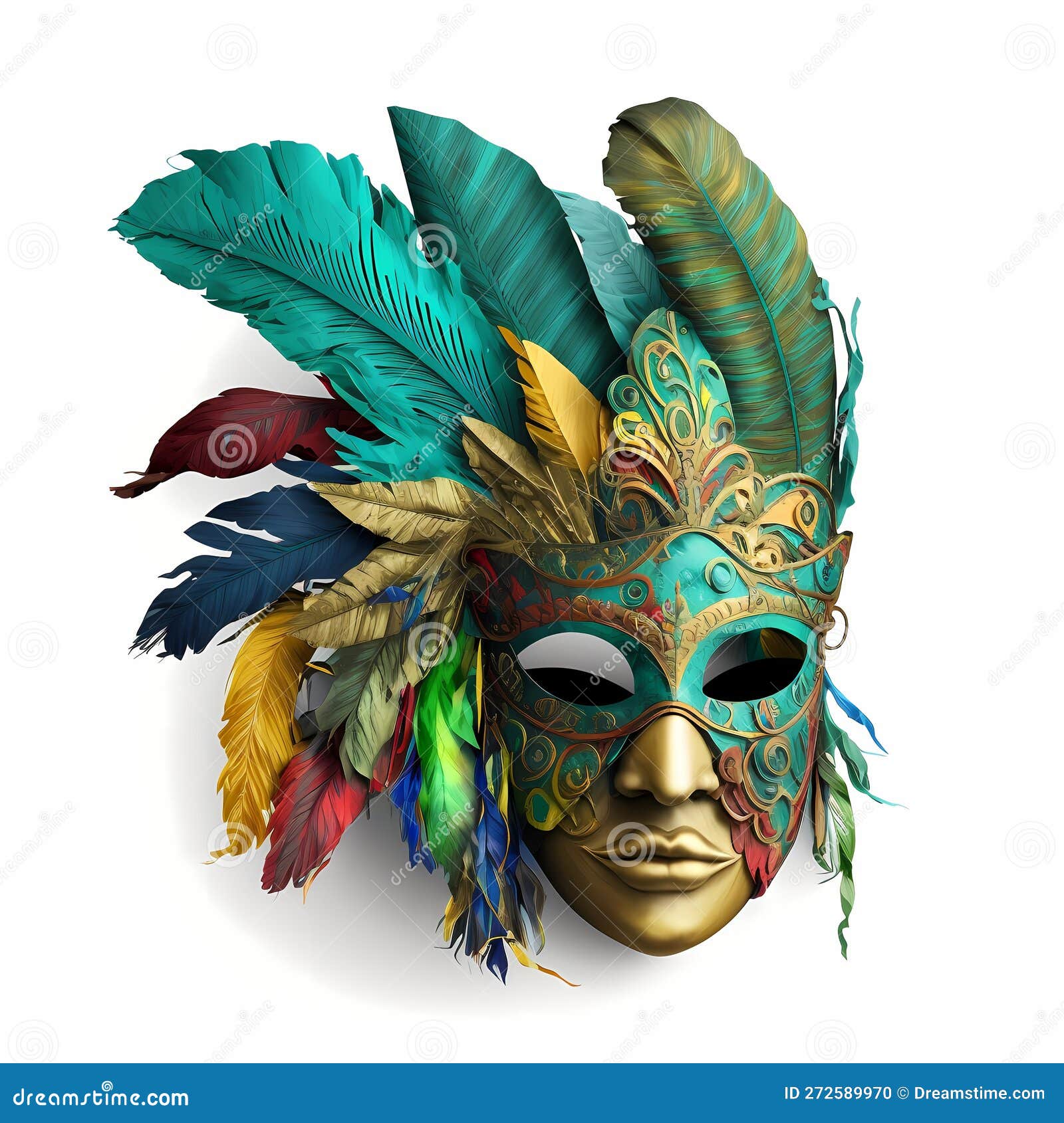 Brazilian Carnival Mask. Generative AI Stock Illustration