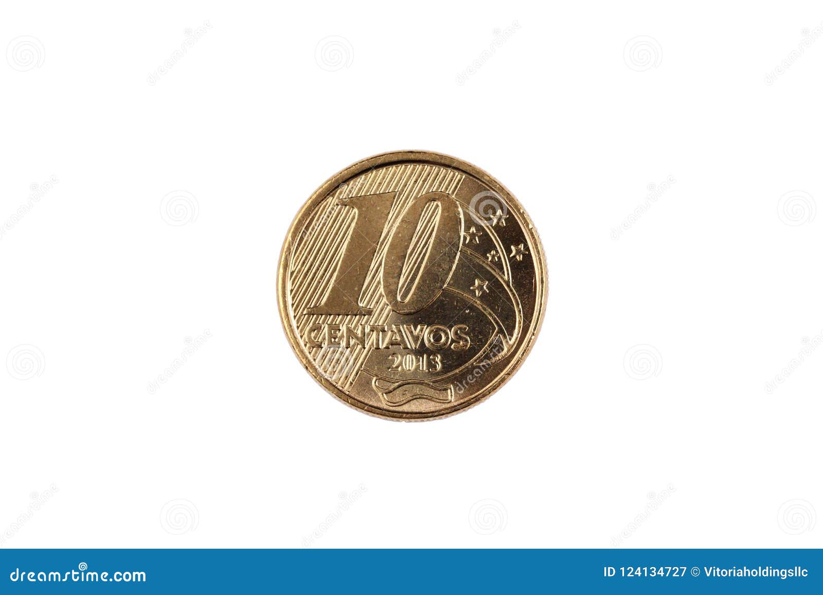 brazilian 10 centavo coin  on a white background