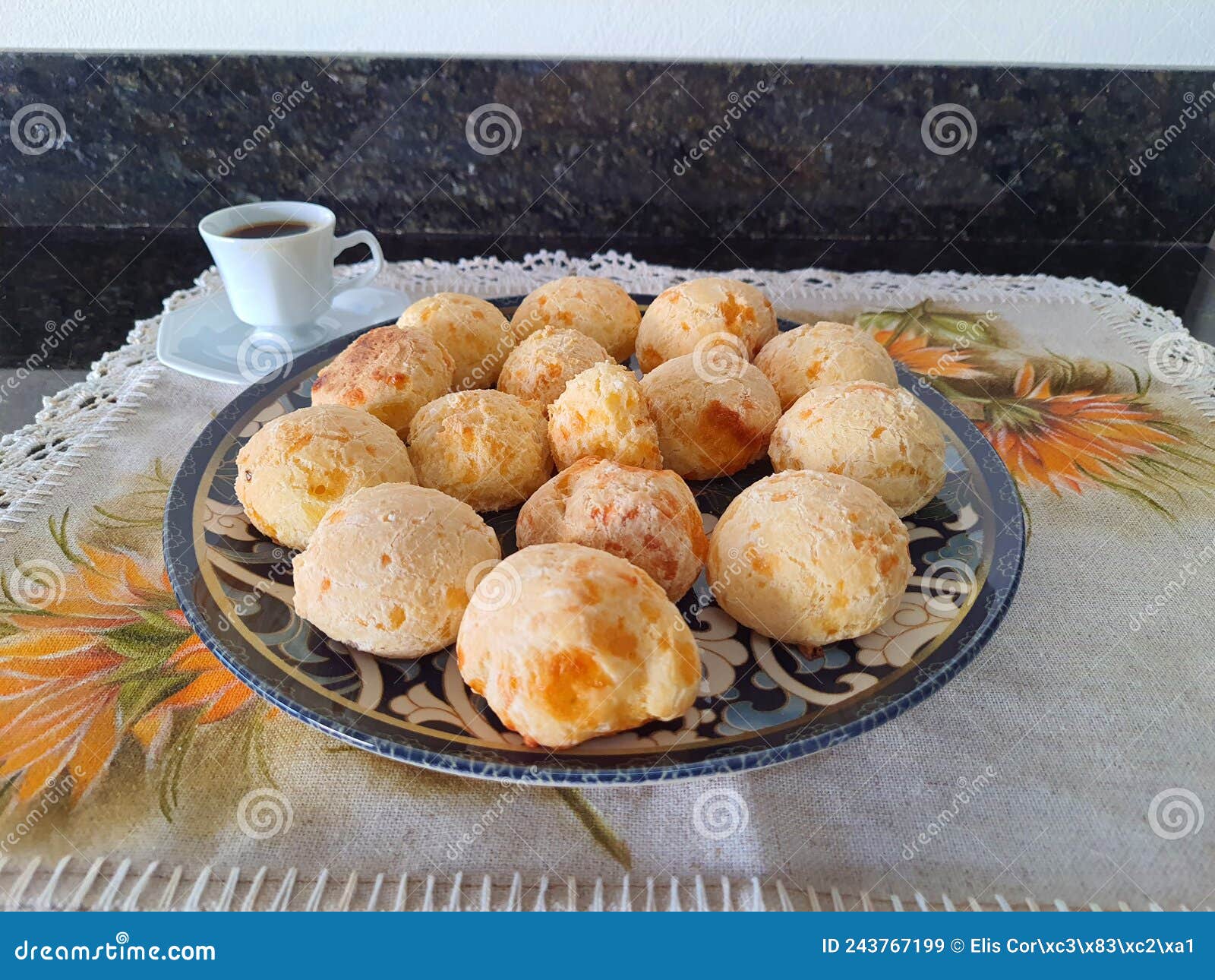Brazilian Cheese Buns. Breakfast Table with Cheese Bread Stock Image