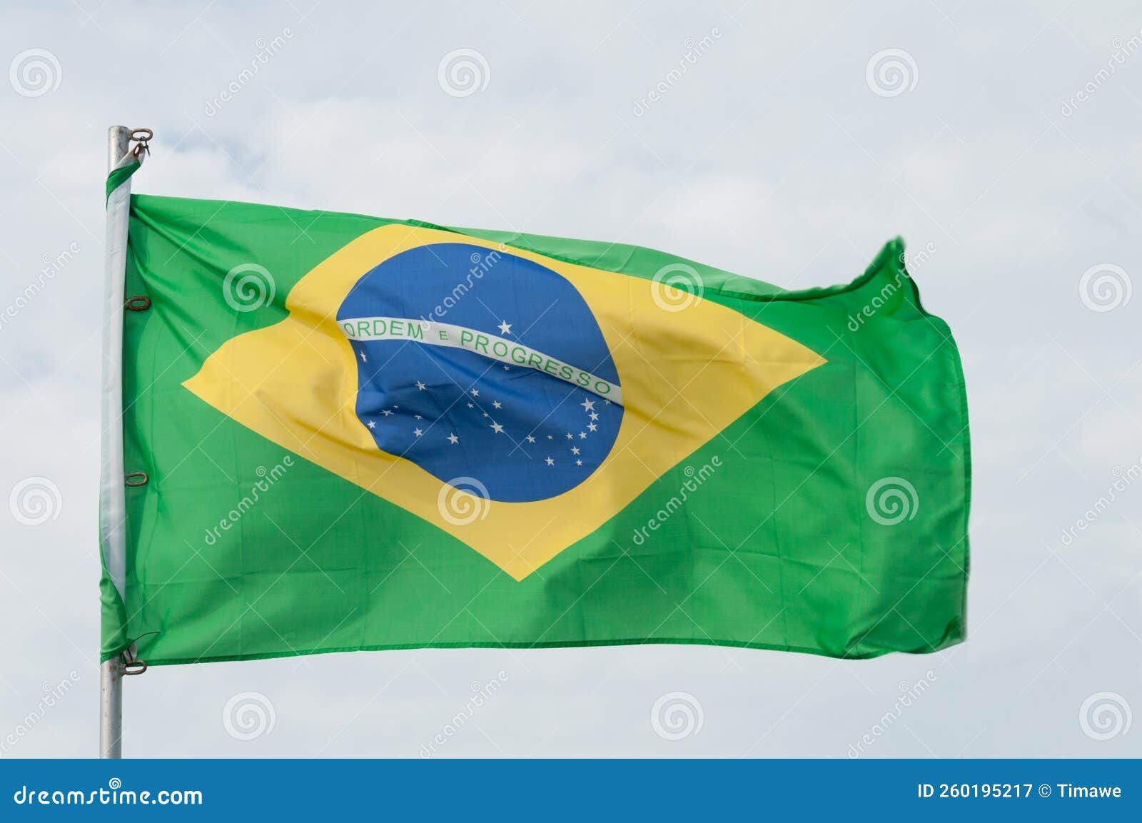 Brazilian Flag Flying stock image. Image of south, latin 260195217