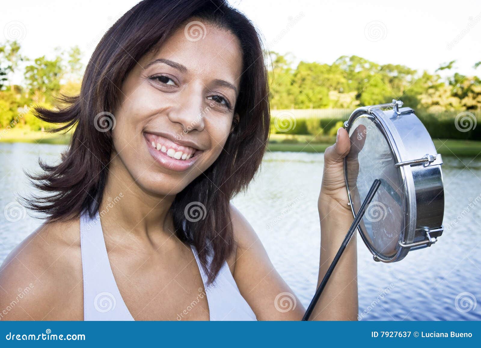 Brazilian Girl. Attractive Girl In Bikini With Brazilian Flag On Her