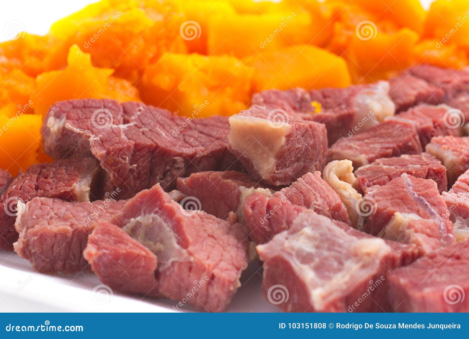 brazilian jaba com jerimum. jerked beef or dry meet with pumpkin