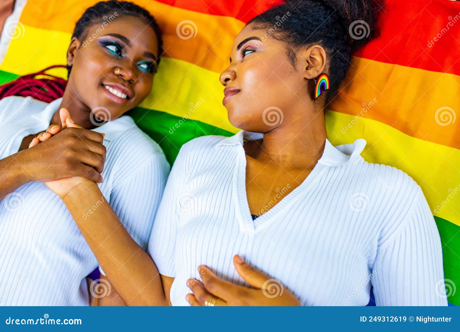 Brazilian Lesbian Couple In White Dress Spending Time Together Celebrating Engagement In Summer