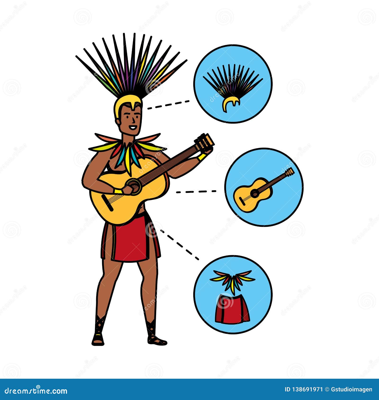 Brazilian Male Dancer with Accessories Infographic Stock Vector ...