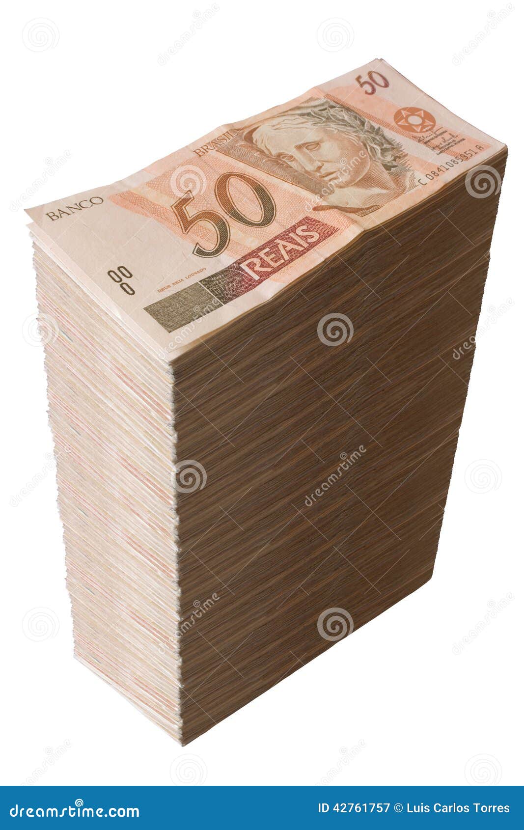 brazilian money - fifty reais pile