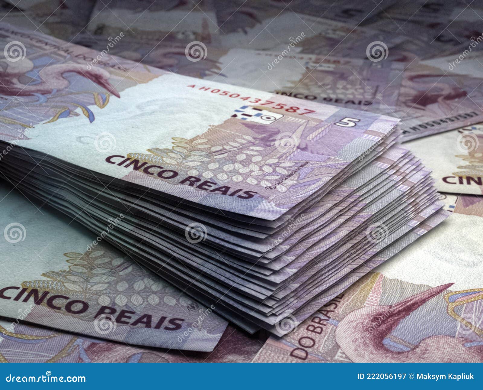 brazilian money. brazilian real banknotes. 5 brl reals bills