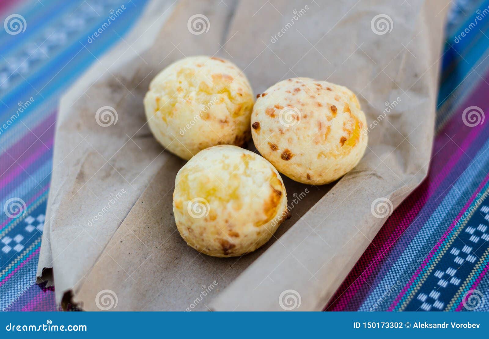 brazilian and paraguayan pan de queso or cheese bread at a street food market