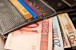 Brazilian Real Euro And Dollars Stock Image Image Of Crisis Price 