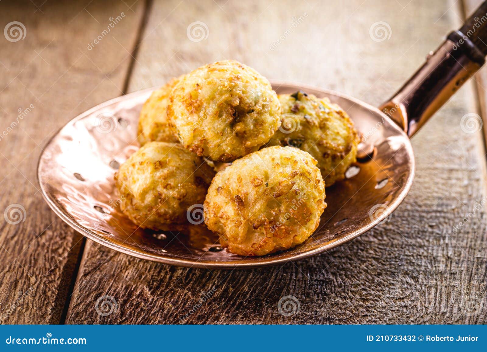 Brazilian Rice Cake, in the Skimmer, Common Fried Snack from Brazil