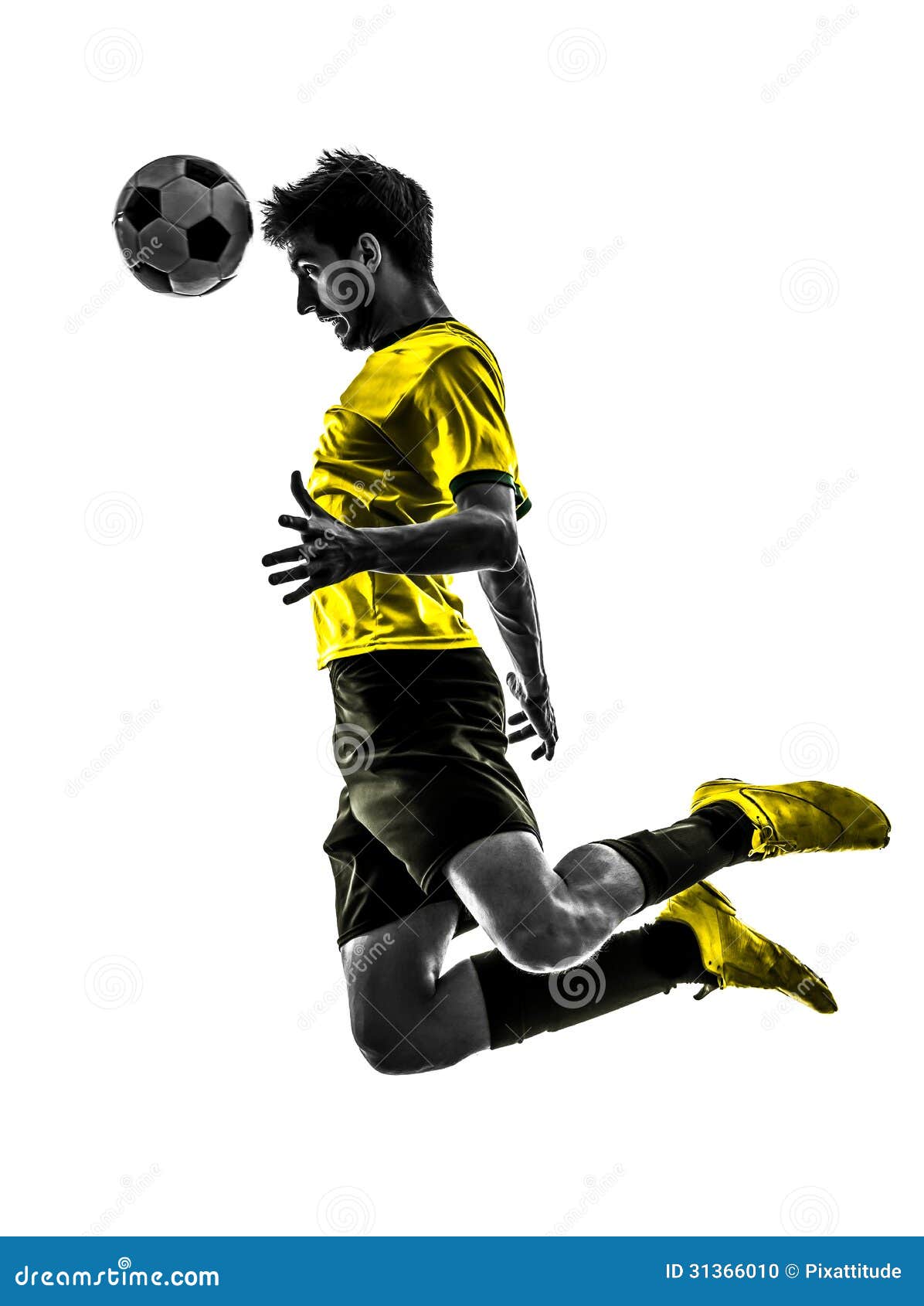 brazilian soccer football player young man heading silhouette