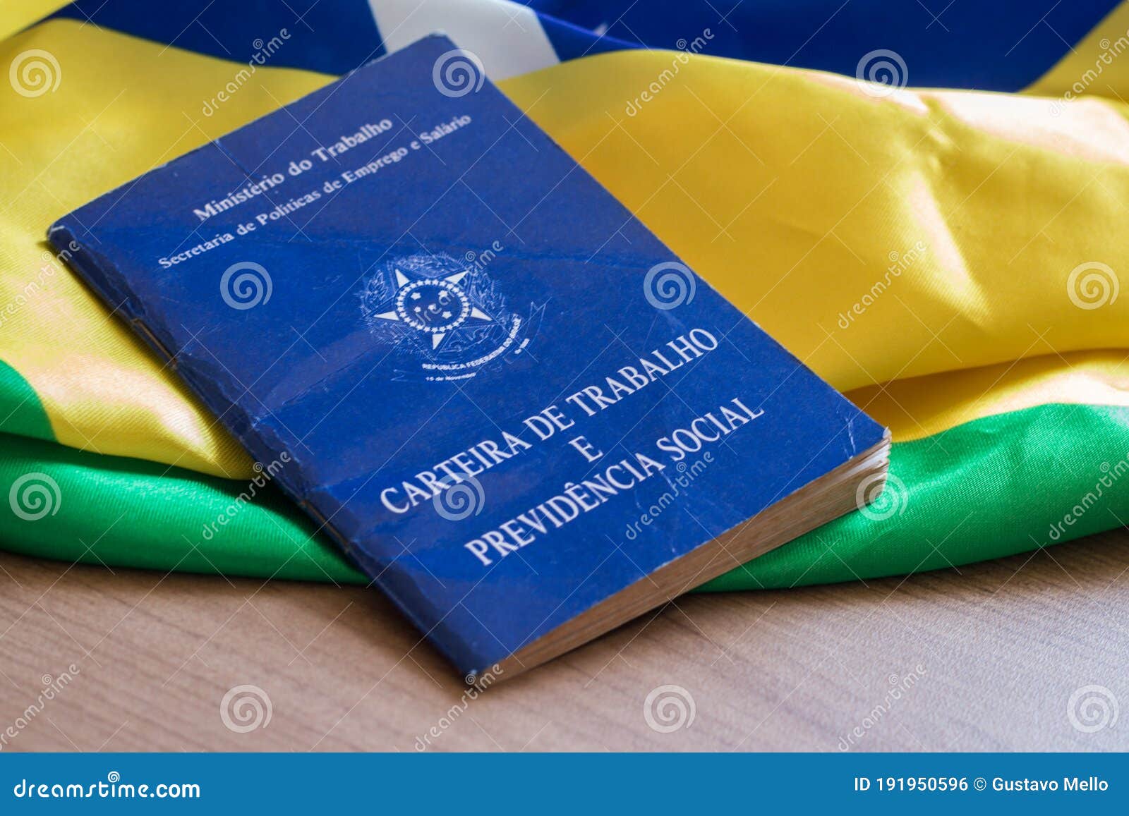 brazilian work card. written `work and social security card` in portuguese.