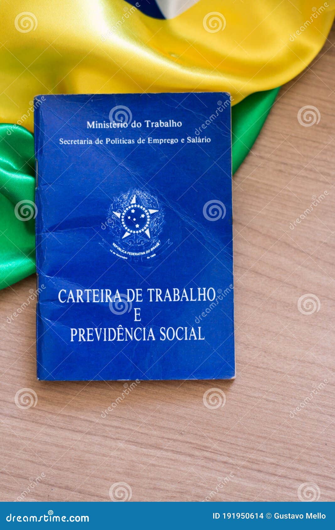 brazilian work card. written `work and social security card` in portuguese.