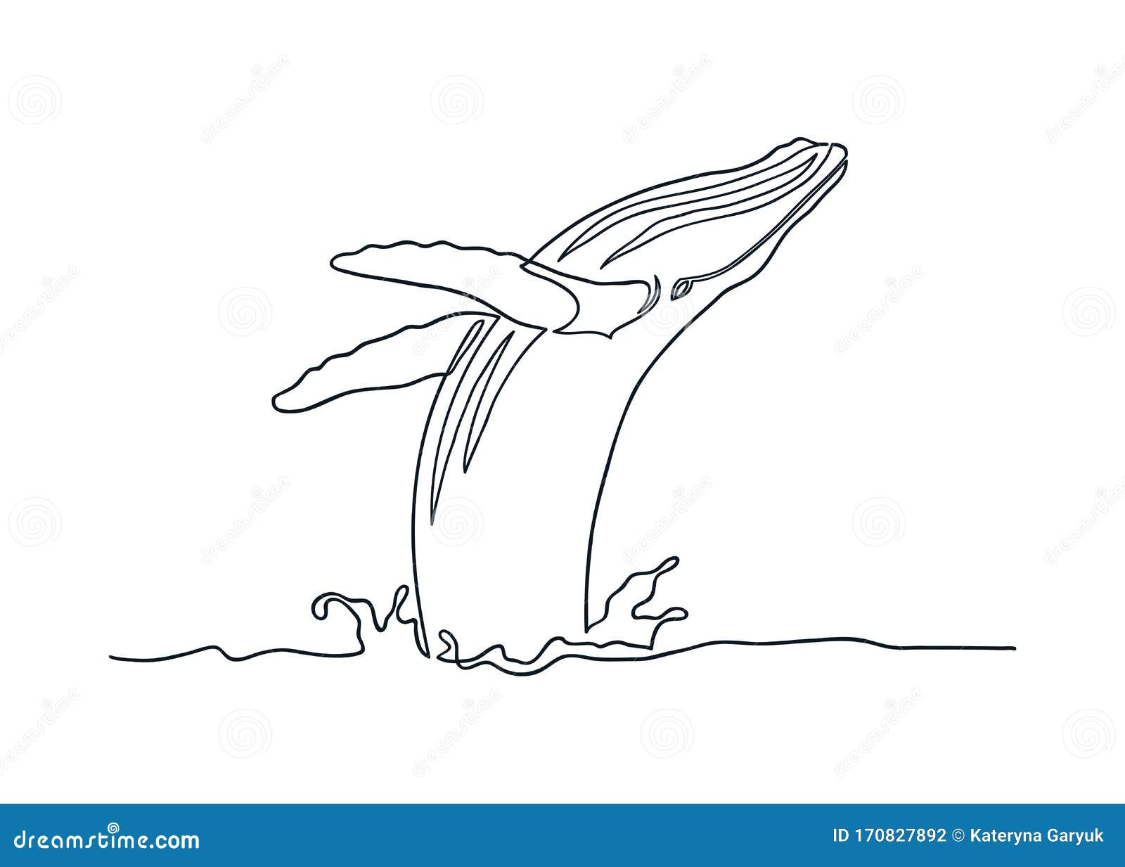 breaching humpback whale line art