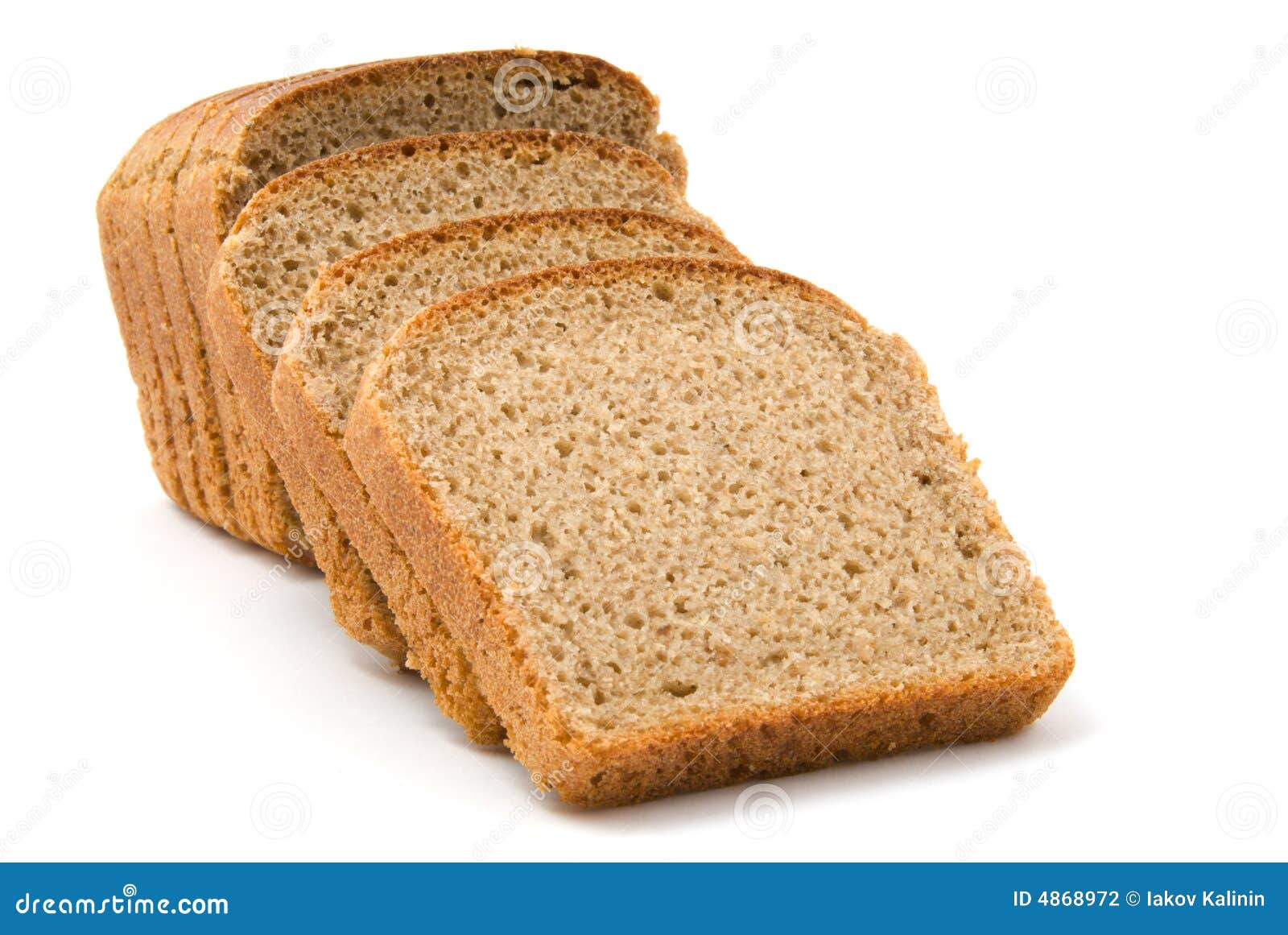 Slices of bread isolated on white background