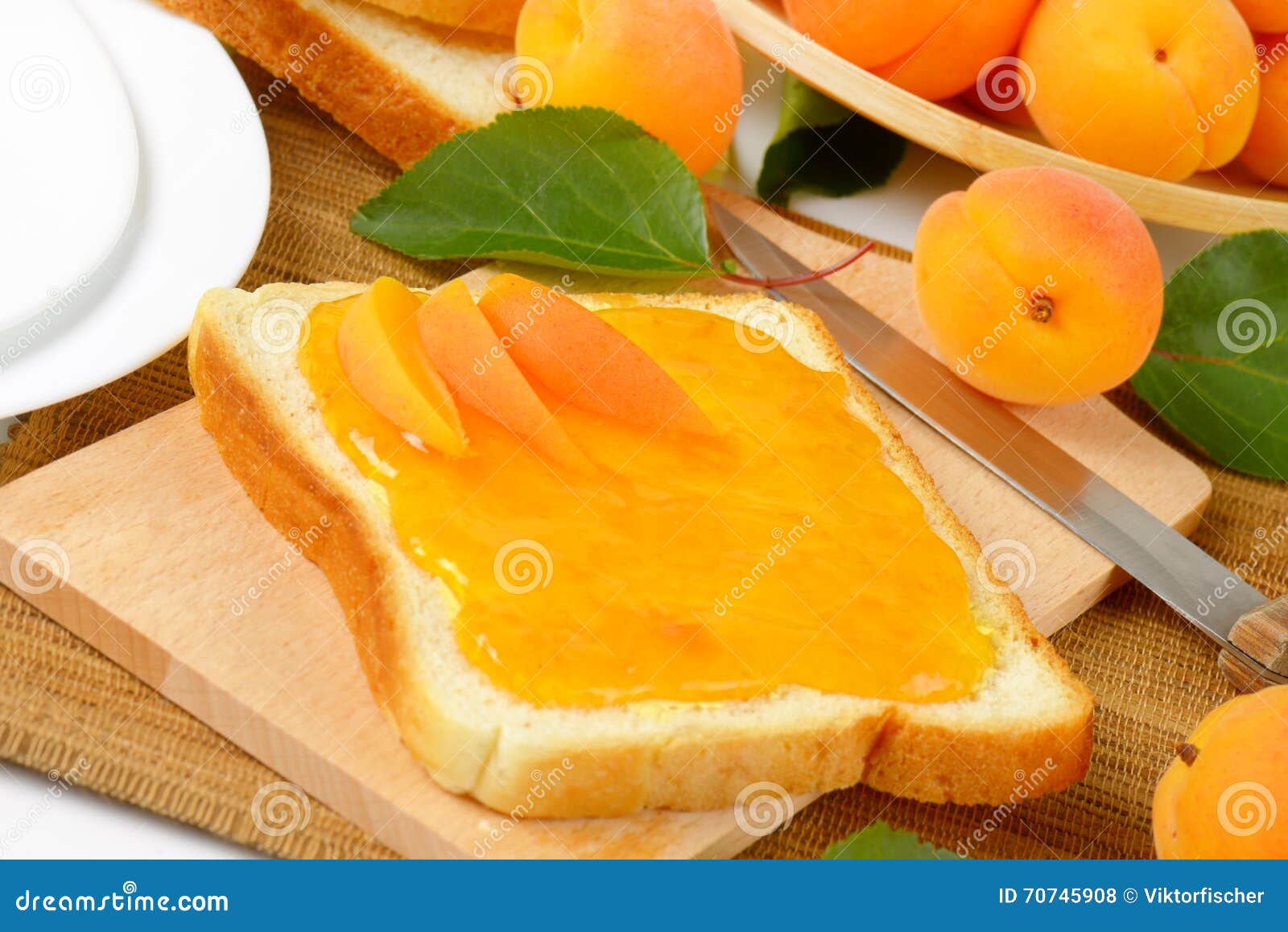 Bread with apricot jam stock photo. Image of food, preserve 70745908