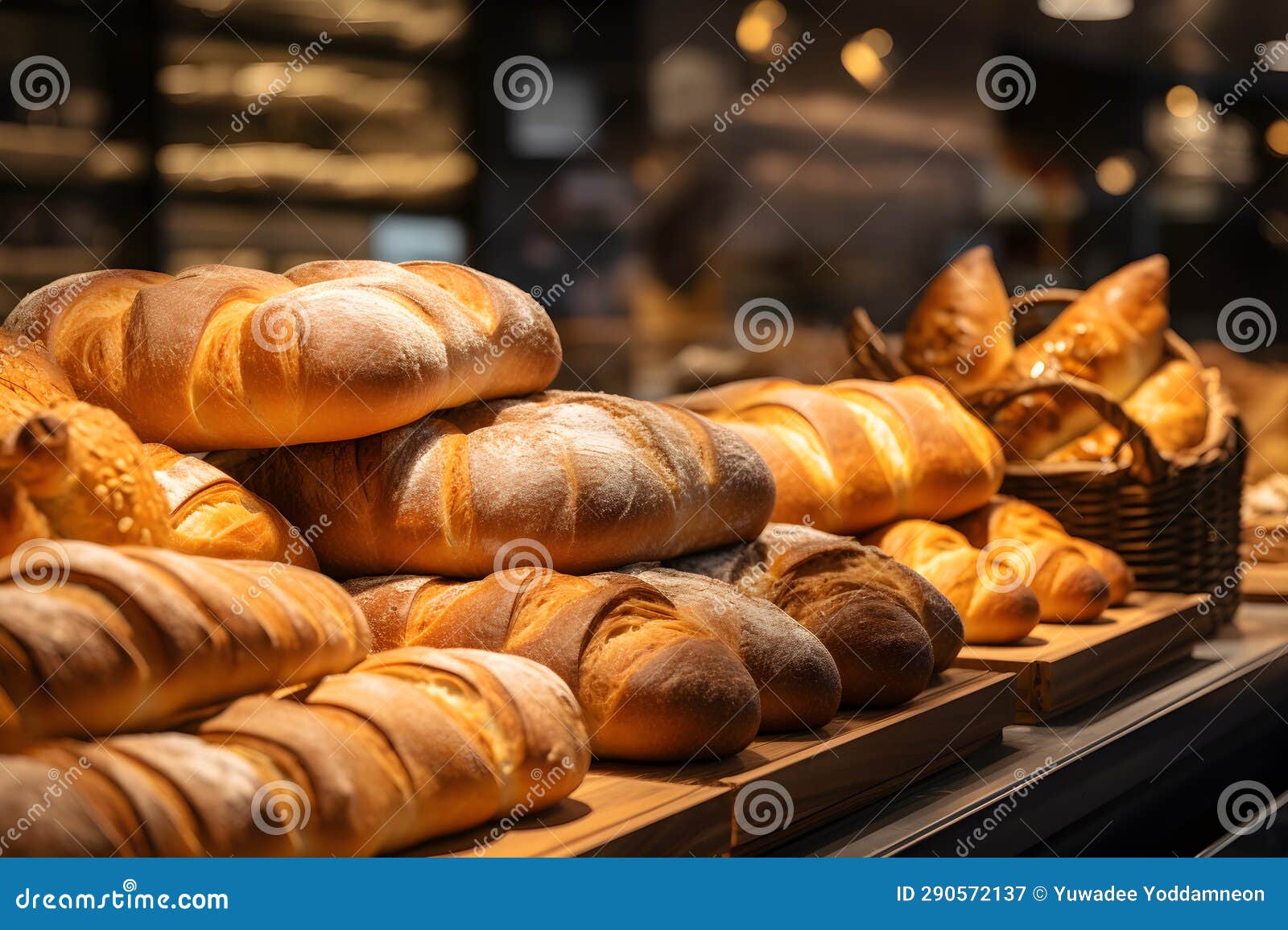Bread Arranged on Bakery Shelves Stock Illustration Illustration of