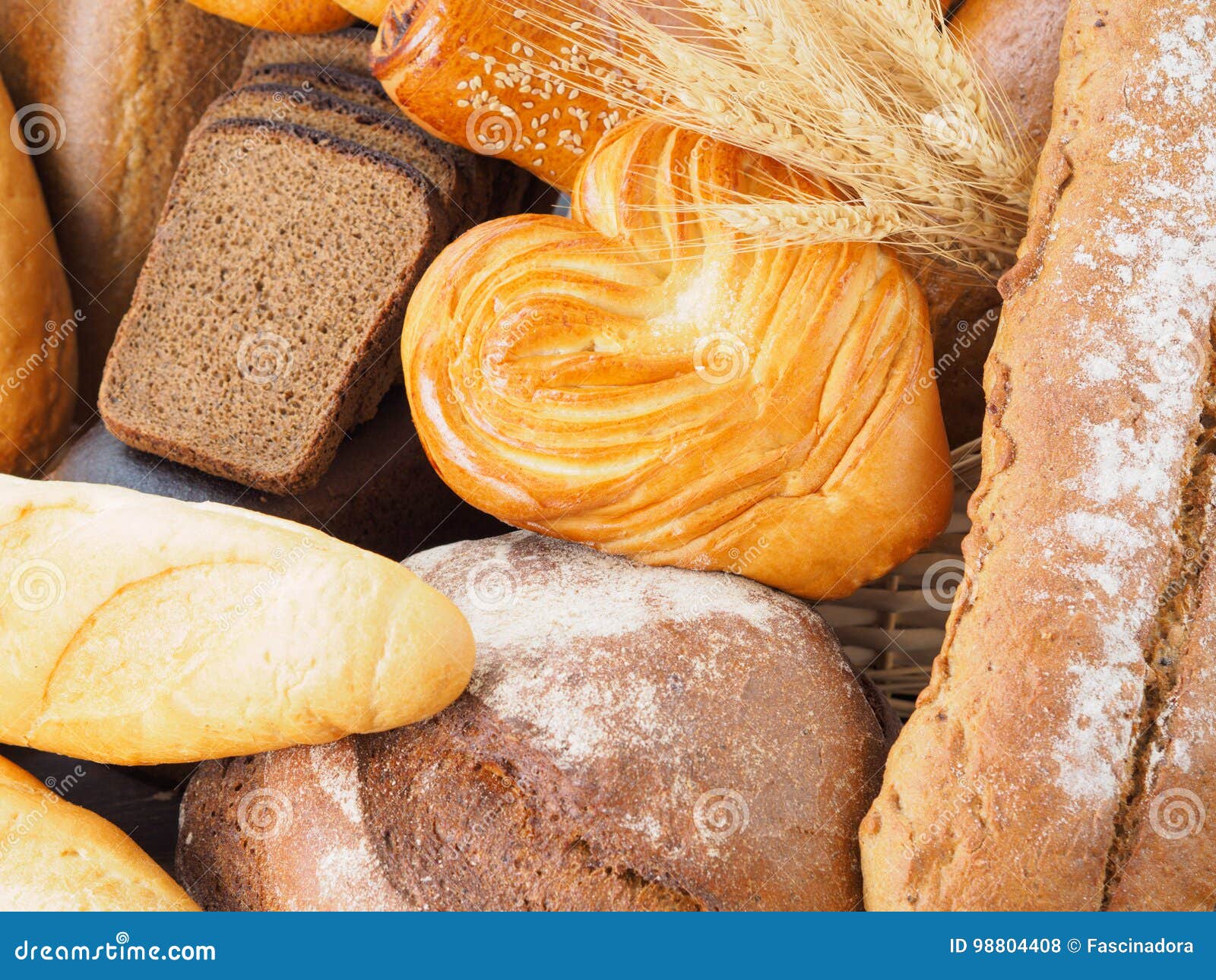 Assortment Different Types Bread Rustic Style Stock Photo 701946883