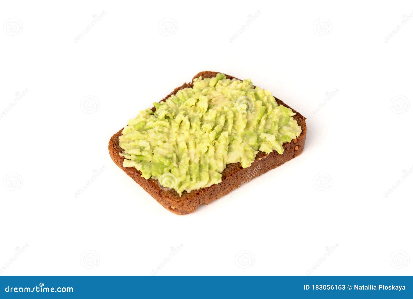 Bread with Avocado Isolated on White Background Stock Image Image of