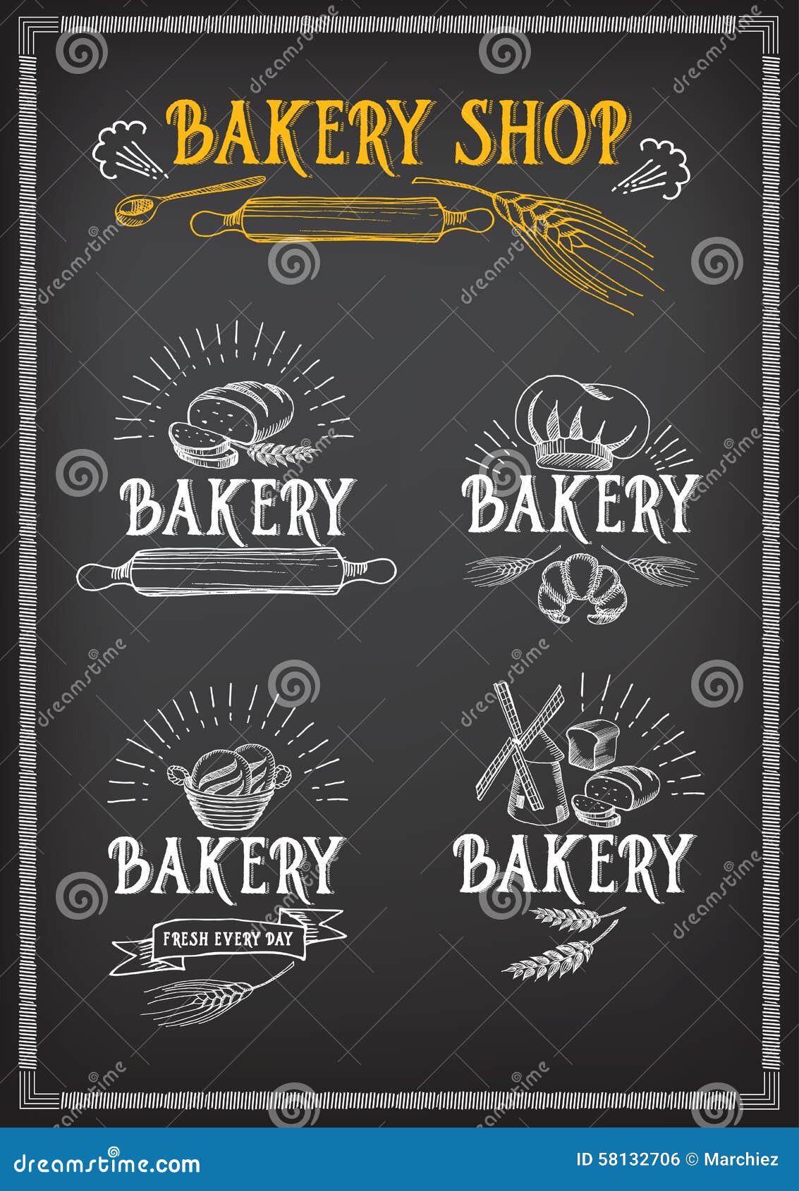 Bread and Bakery Design. Sketch, Doodle Vector. Stock Vector Illustration of scale, label