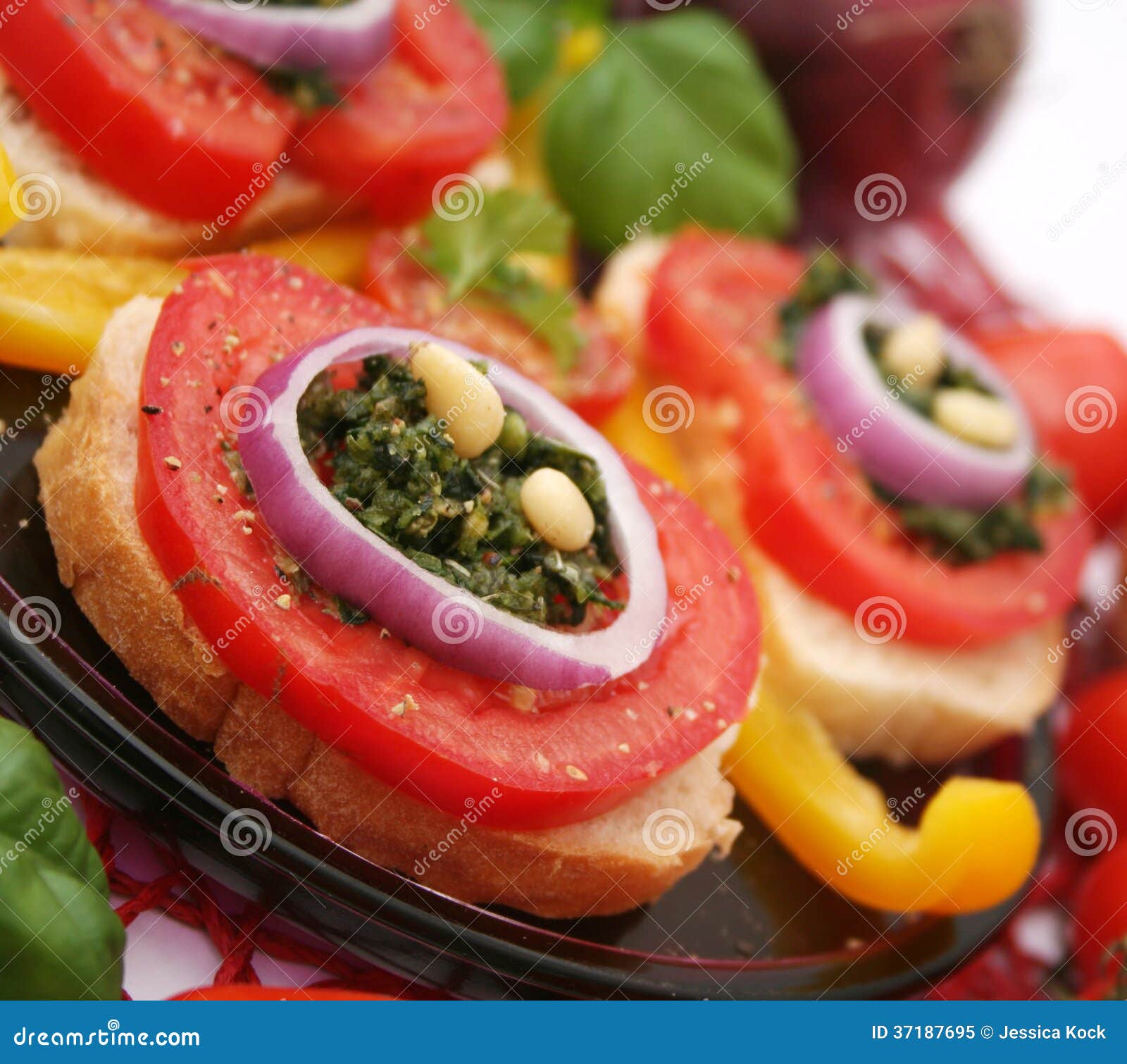 Bread with Basil Pesto and Tomatoes Stock Image Image of tomatoes, vegetarian 37187695