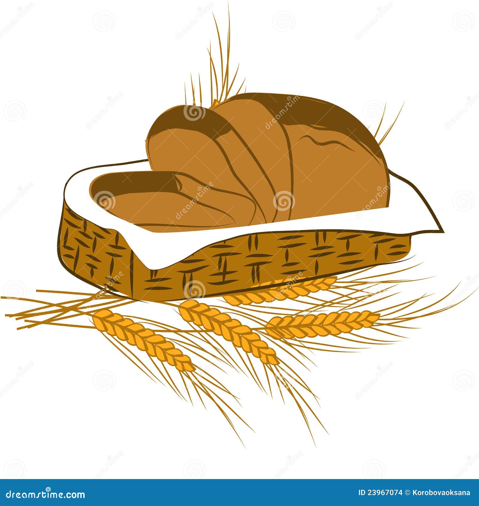Bread in the basket stock vector. Illustration of food - 23967074, image size:1600x1690