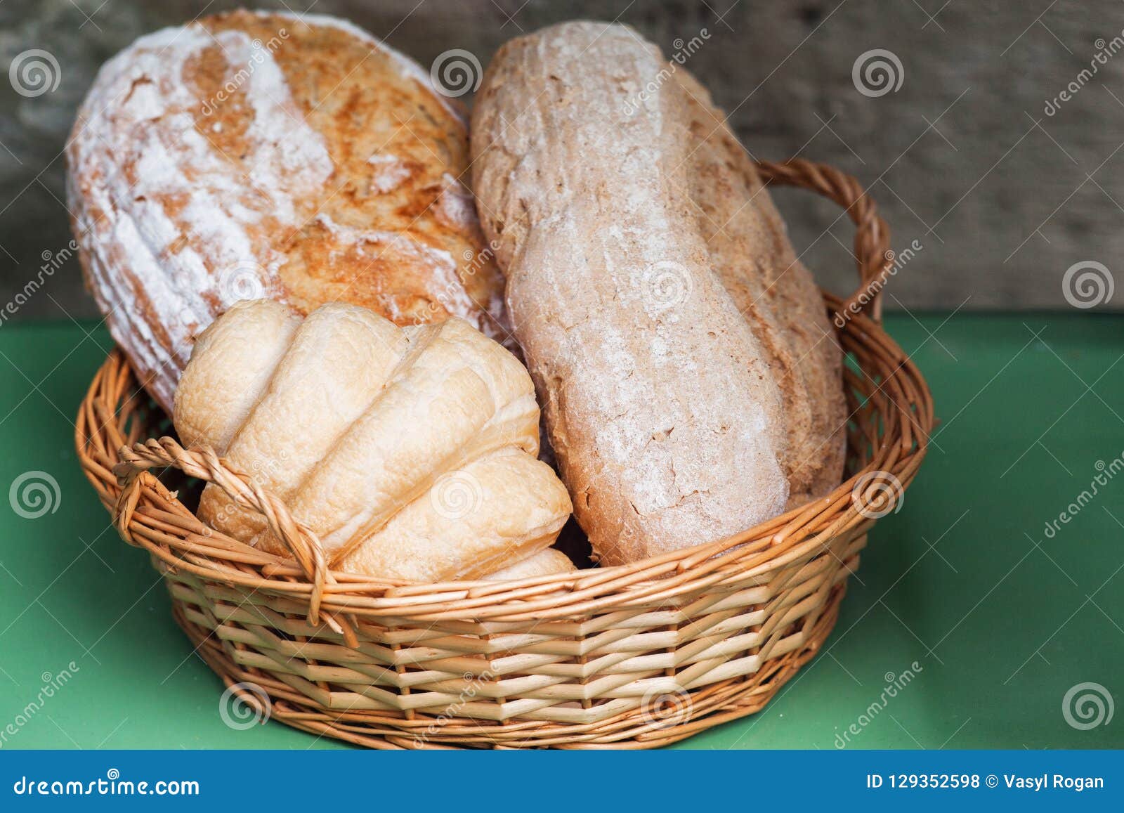 Bread in a Basket in the Baking Shop Stock Photo Image of assortment, backdrop 129352598