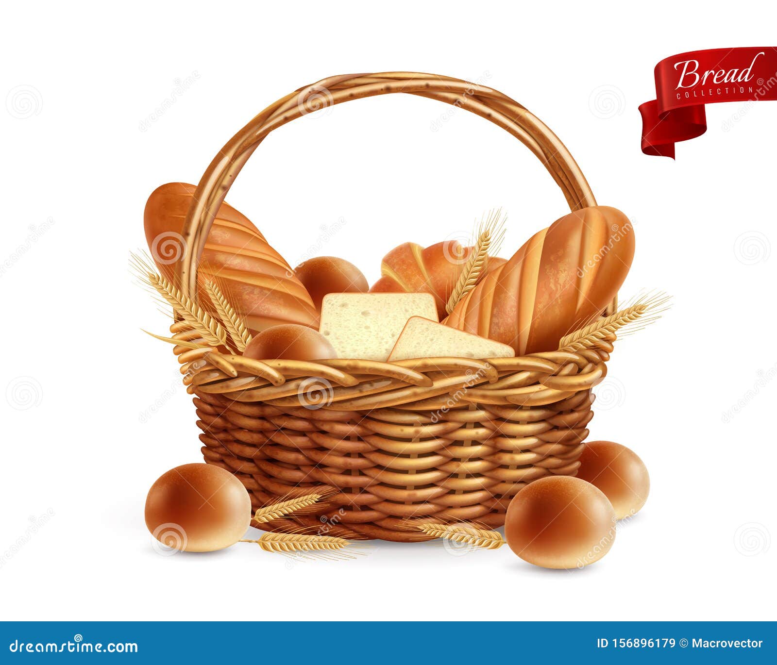 Bread Basket Realistic Composition Stock Vector - Illustration of icons,  cook: 156896179, image size:1600x1370