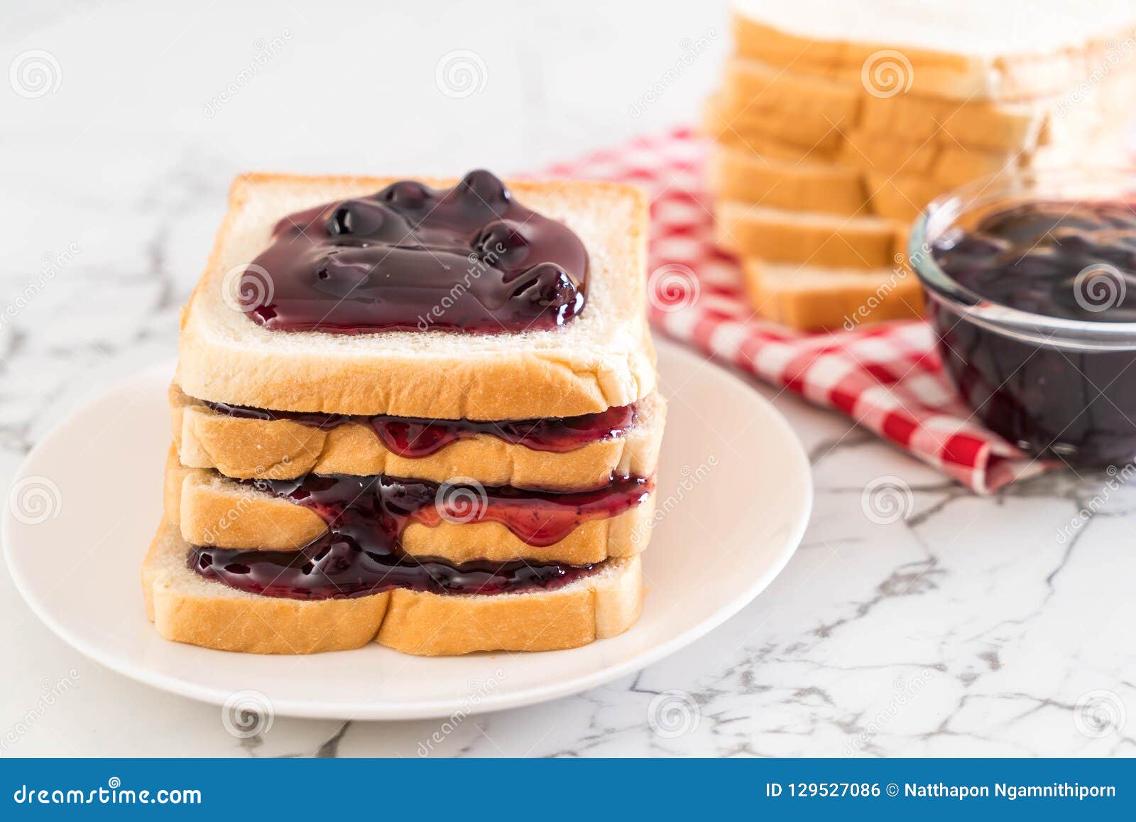 Bread with blueberry jam stock photo. Image of delicious 129527086