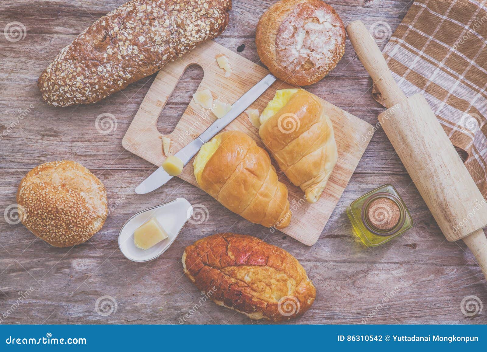 Bread with butter stock photo. Image of bake, bakery 86310542