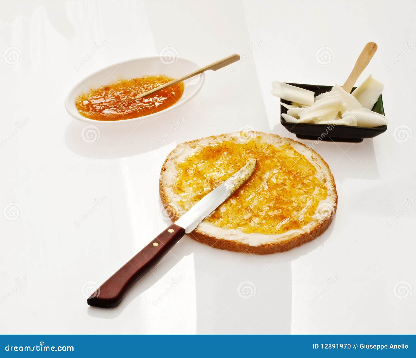 Bread with butter and jam stock photo. Image of slice 12891970