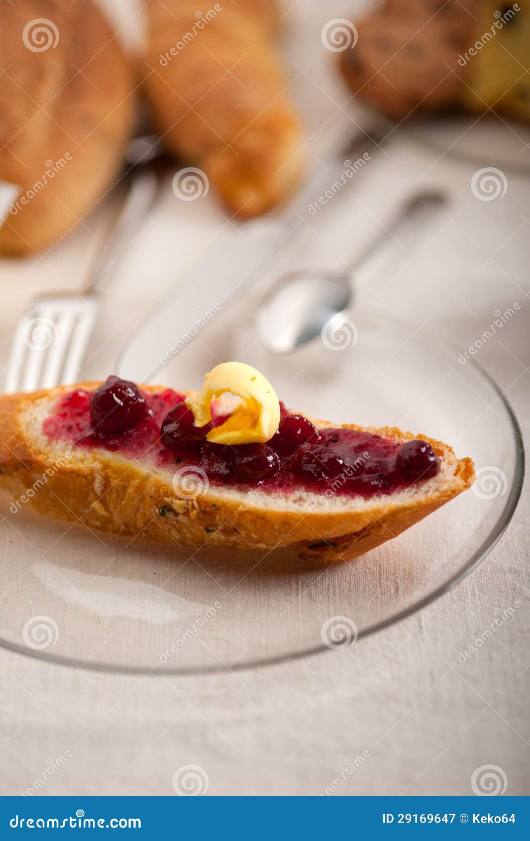 Bread butter and jam stock image. Image of health, berry 29169647