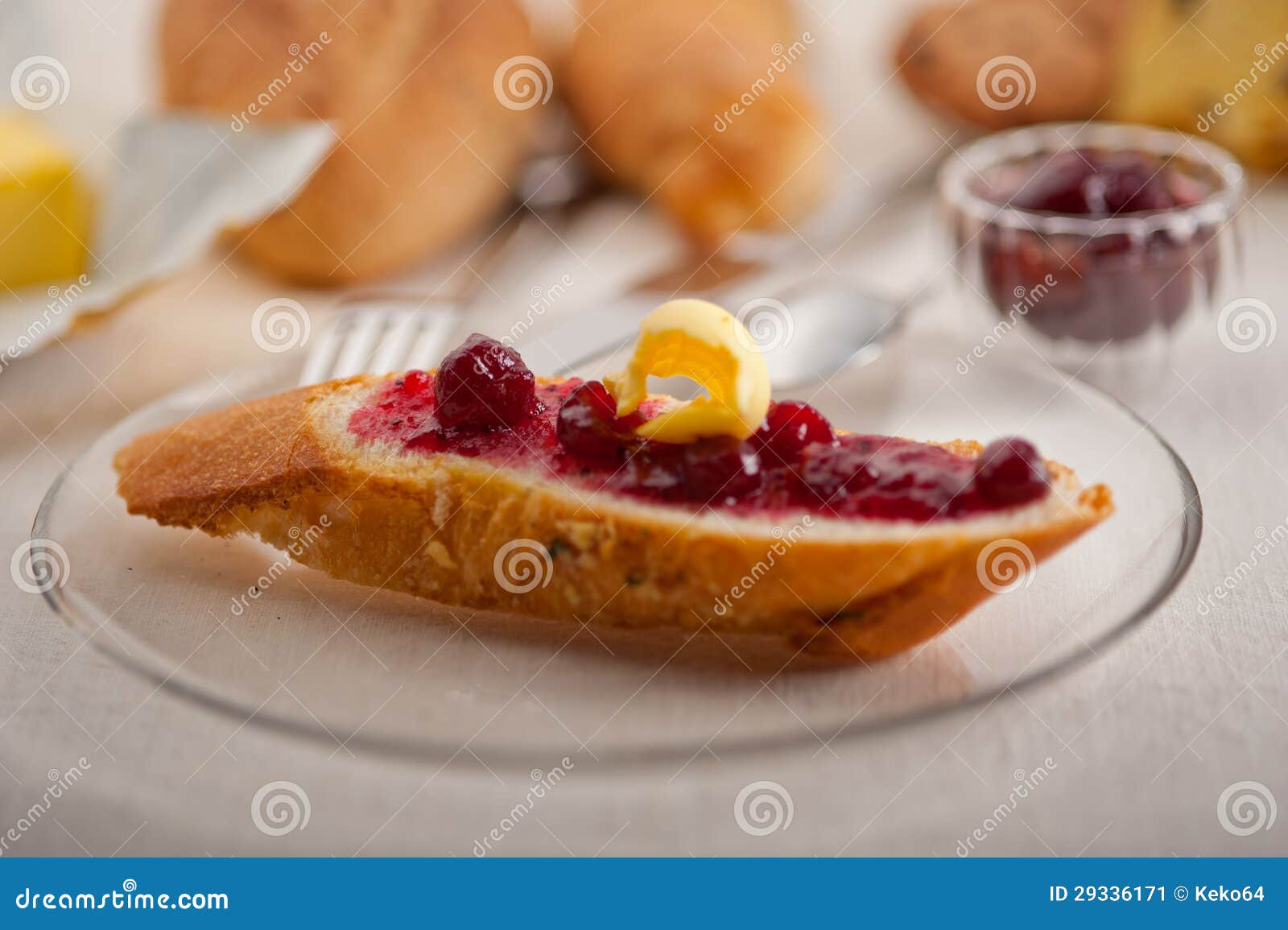 Bread butter and jam stock image. Image of closeup, bake 29336171