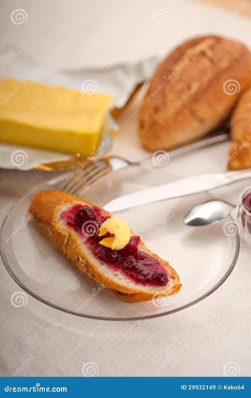 Bread butter and jam stock image. Image of snack, studio 29932149