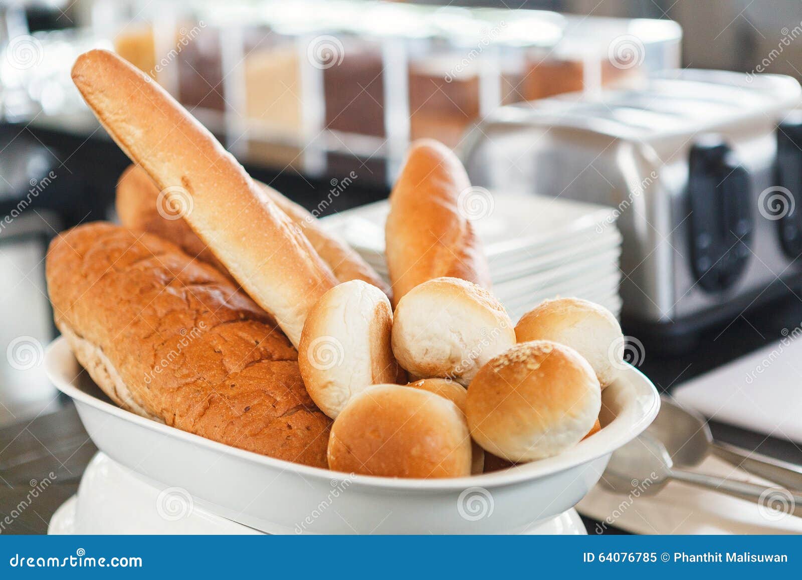 Bread in ceramic bowl. stock image. Image of brown, tradition 64076785