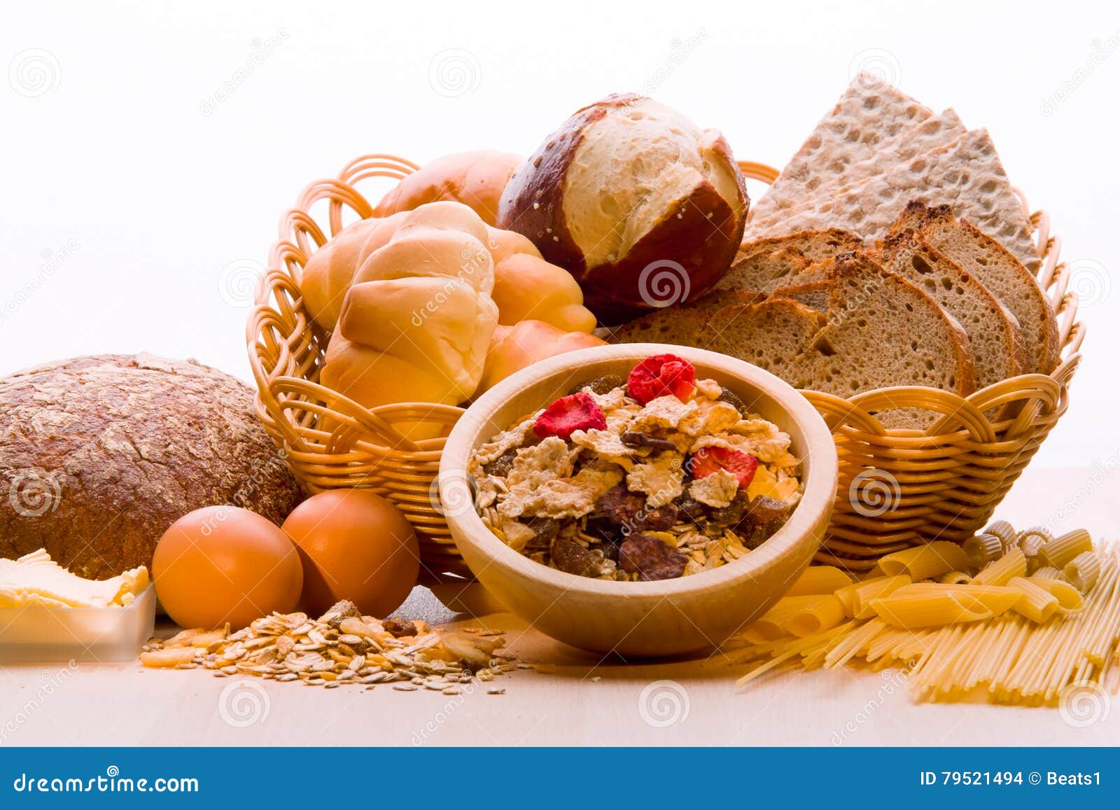 Bread, Cereal Plant, Pasta.Bread, Cereal Plant, Stock Photo Image of