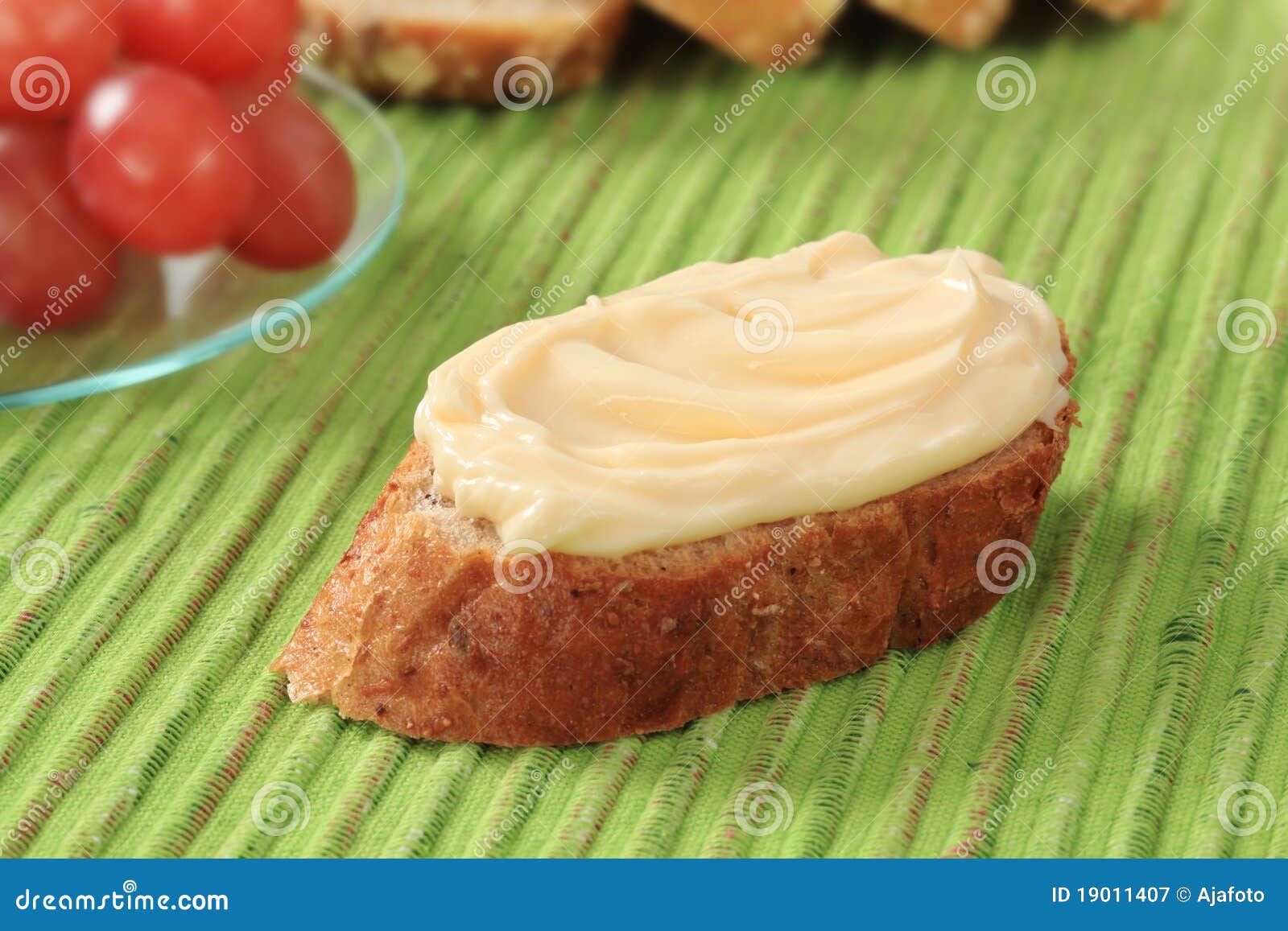 Bread and cheese spread stock image. Image of grapes 19011407