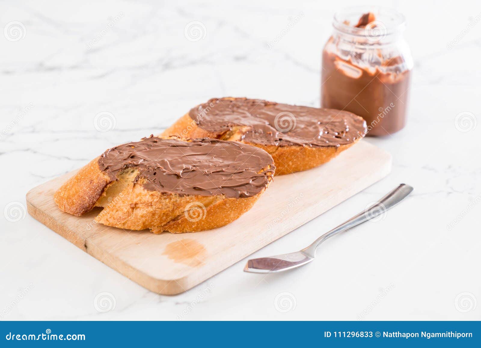 Bread with Chocolate Hazelnut Spread Stock Image Image of cocoa
