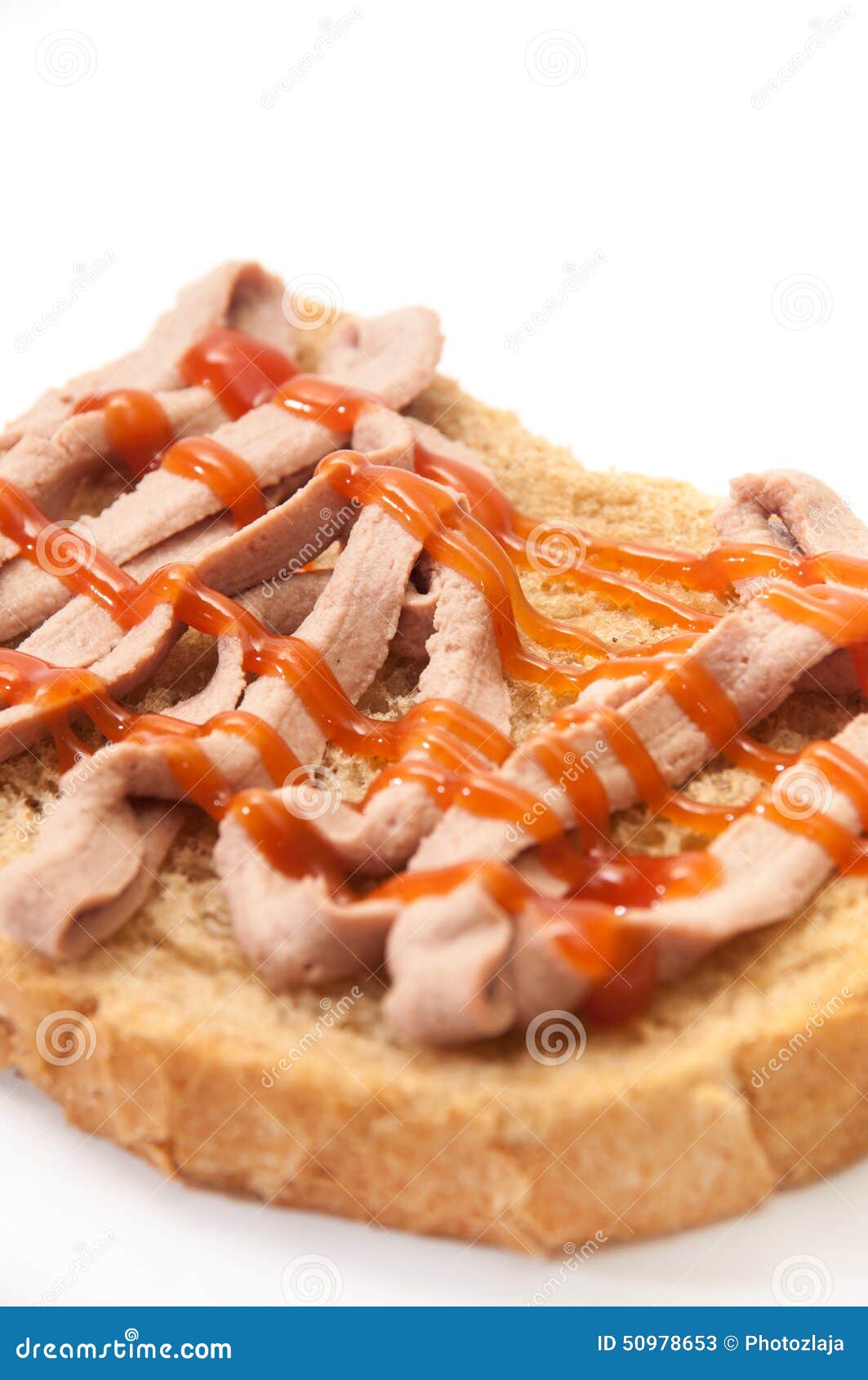 Bread Coated with Pate and Ketchup Stock Image Image of herbs