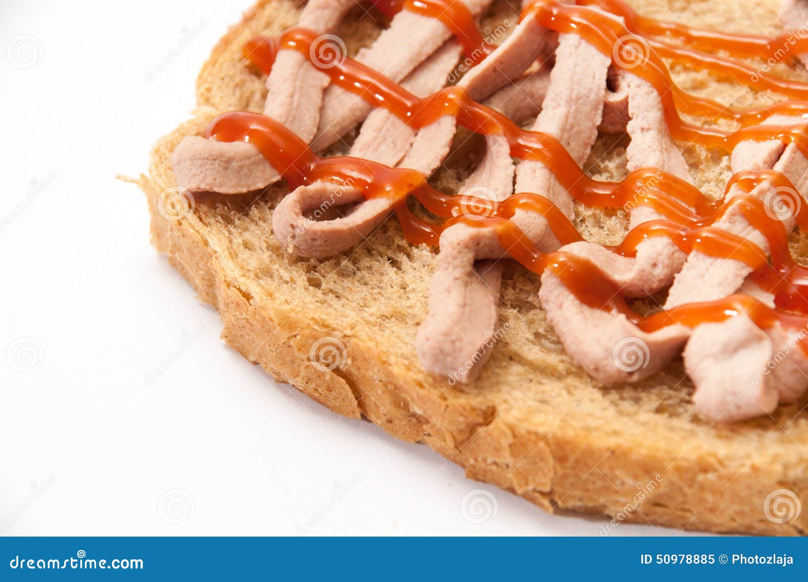 Bread Coated with Pate and Ketchup Stock Image Image of brown, dinner