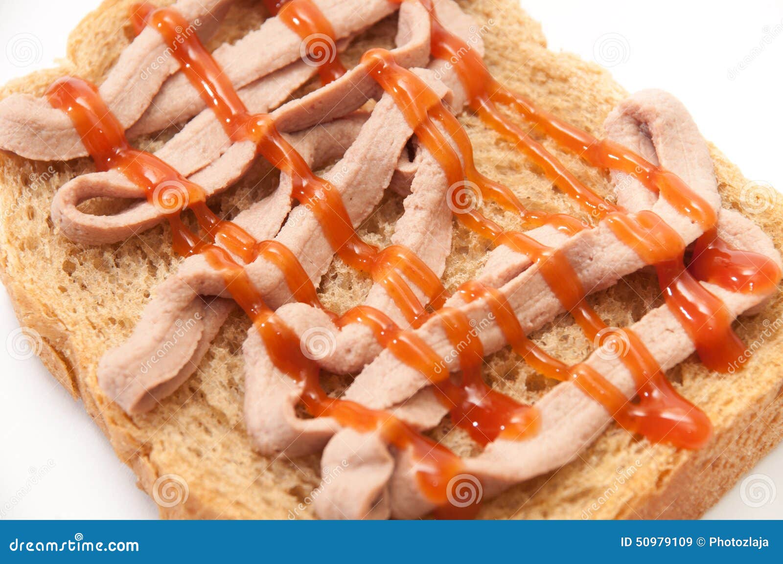 Bread Coated with Pate and Ketchup Stock Image Image of diet, kitchen