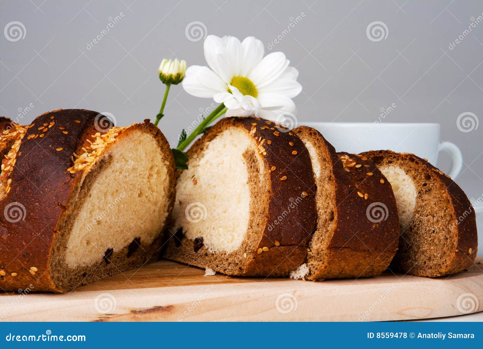 Bread and coffee stock photo. Image of breakfast, slice 8559478