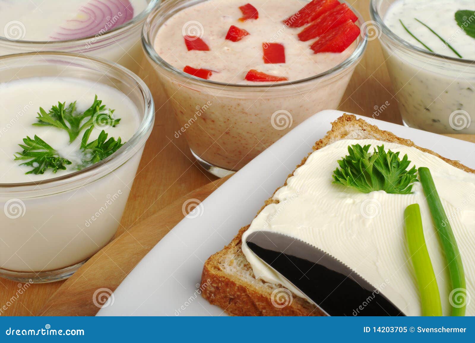 Bread and Cream Cheese Spreads Stock Image Image of white, knife