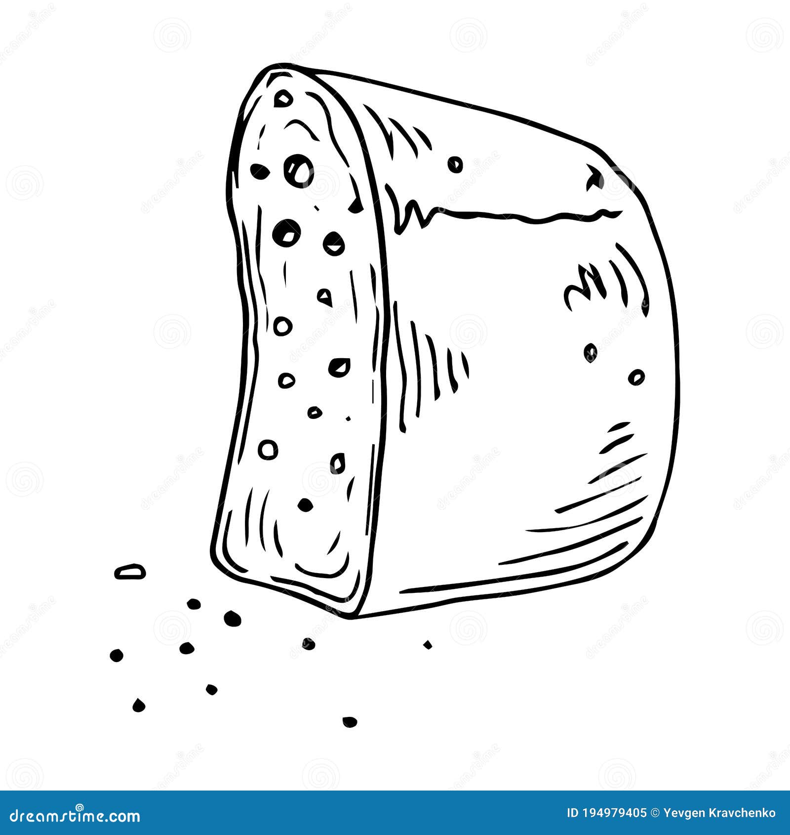 Loaf Of Bread Cut In Half. Bread With Crumbs. Vector Illustration Of