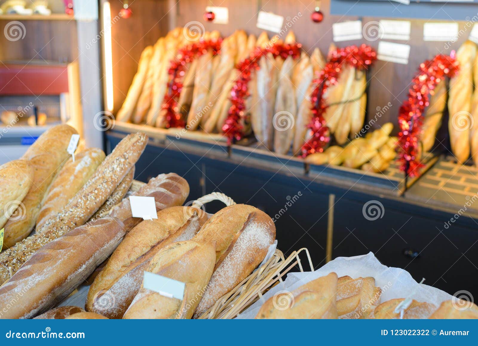 Bread Displayed in French Bakery Stock Photo Image of baker, baguette