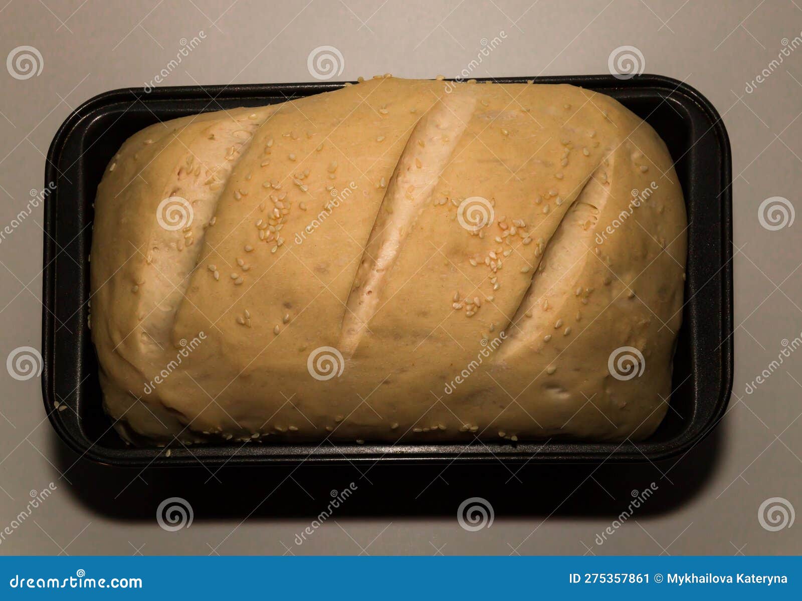 The Bread Dough Has Risen and Ready for Baking. Homemade Yeast Bread